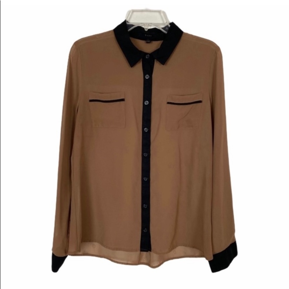 mine Semi-sheer Shirt Brown Black Size L